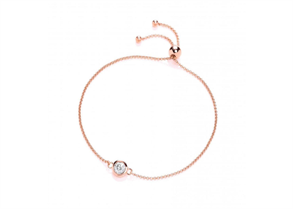 Fashionable Solitaire Bracelet with Rose Gold Plated